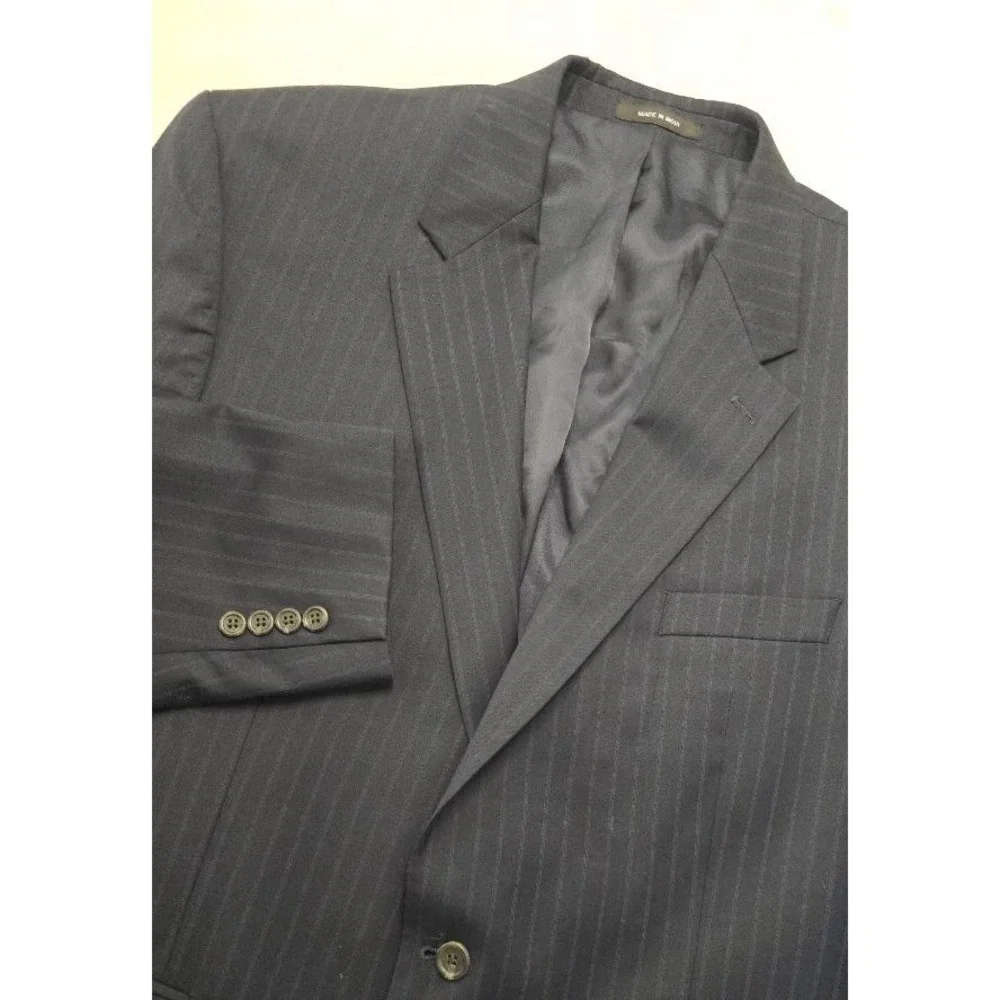 Lauren Ralph Lauren Blazer Men's 46L Navy Pinstripe Two‎ Button 100% Wool